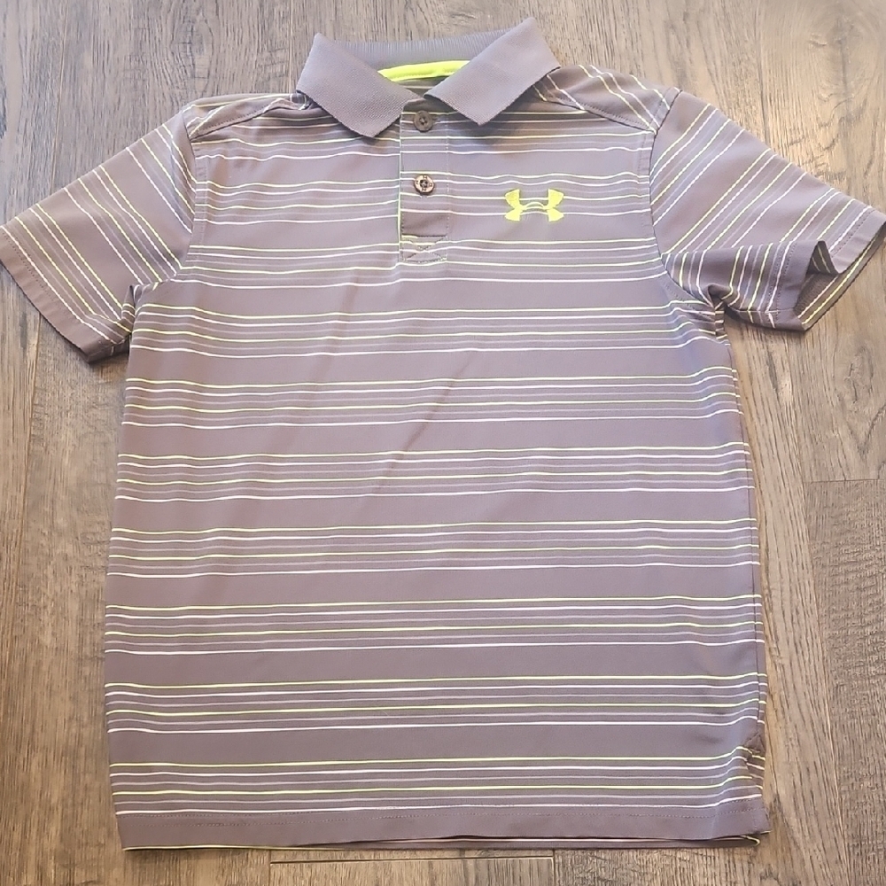 Under Armour Kids Gray Striped Polo Shirt